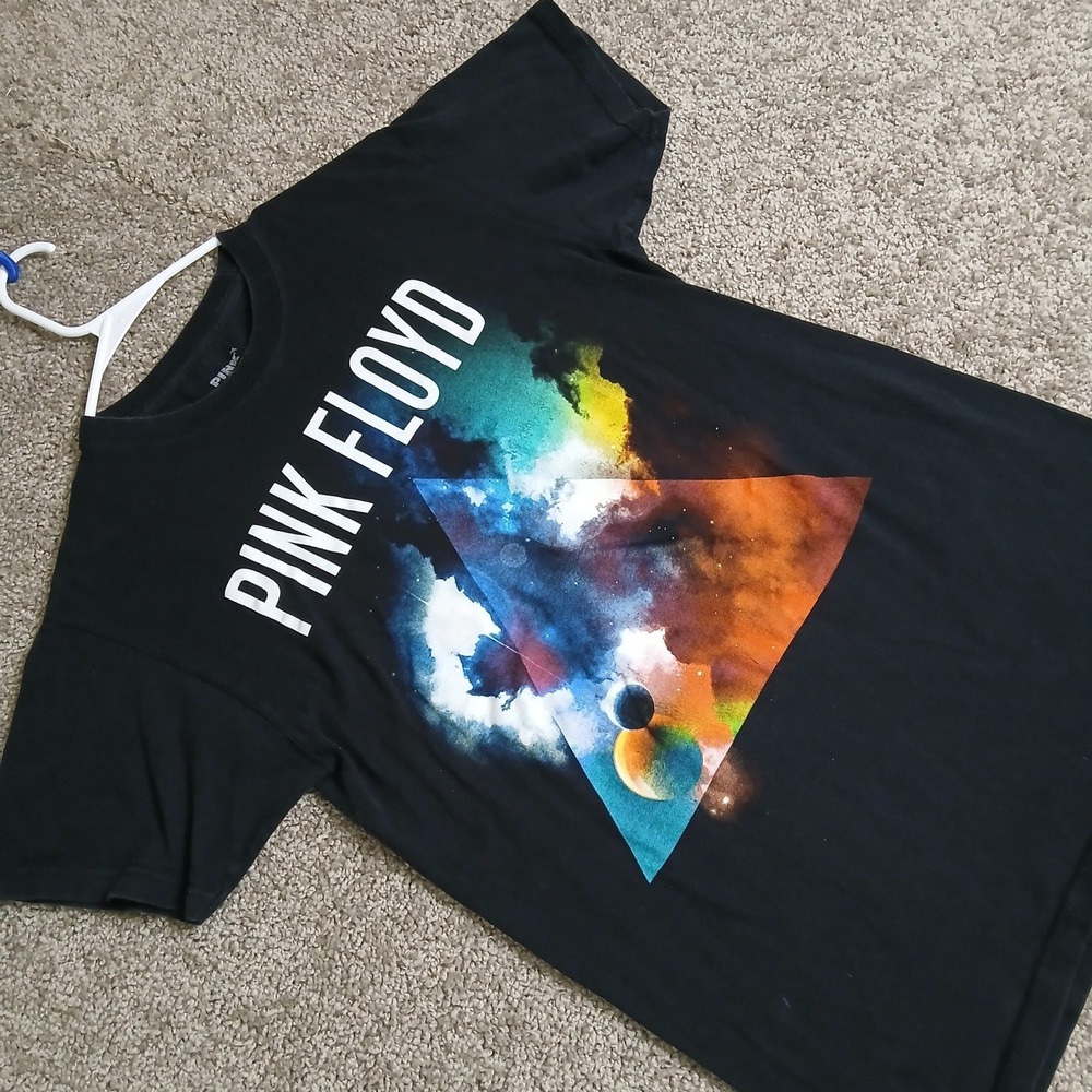 Pink Floyd Dark Side of the Moon Cosmic Prism Graphic T-Shirt Mens Small Black